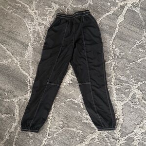Kids Black Jogger Sweatpants with Contrast Stitching